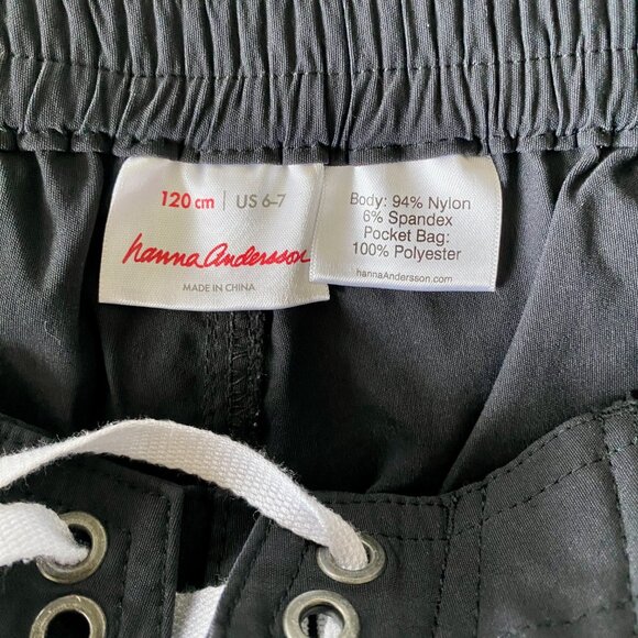 Hanna Andersson Black Lightweight Nylon/Spandex Pull-On Cargo Shorts Size 6-7 - Picture 5 of 5